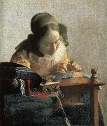 Johannes Vermeer Lace embroidery woman Spain oil painting artist